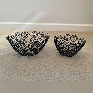 Lot of 2 Metal Spiral Wire Baskets Misc Use Set 2 pc